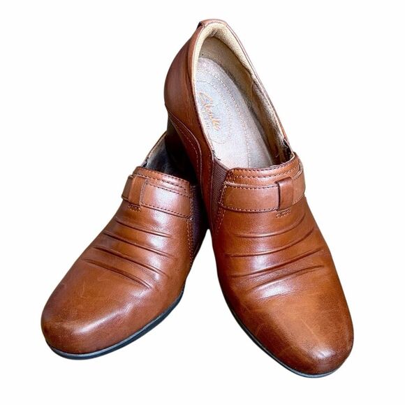 Clarks Artisan Rosalyn Nicole Comfort Heel Shoes Brown Cushioned Womens Size 9 - Picture 3 of 16